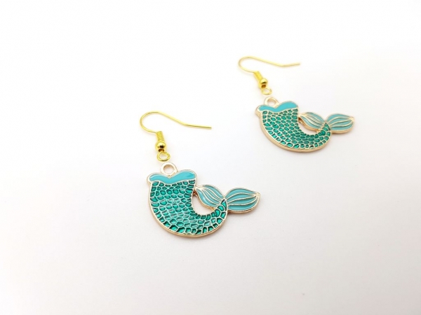 Meerjungfrauen Ohrringe goldfarben türkis